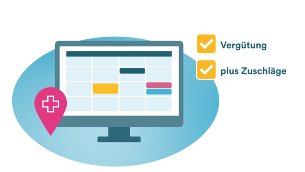 Zu sehen ist ein Computerbildschirm, auf dem ein Kalender angedeutet ist.